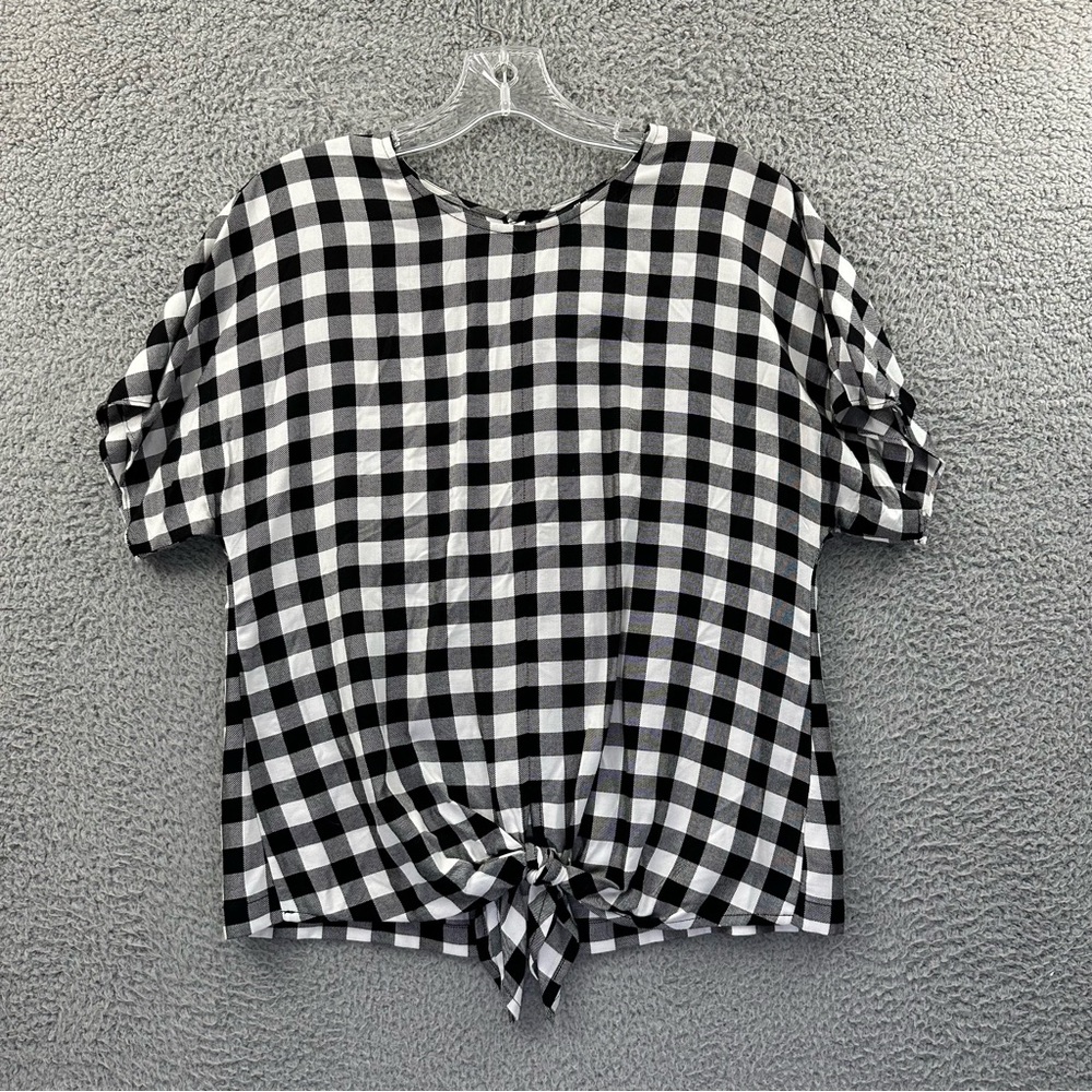 Madewell Button Back Buffalo Check‎ Tie Tee Short Sleeve Gingham Women's Small
